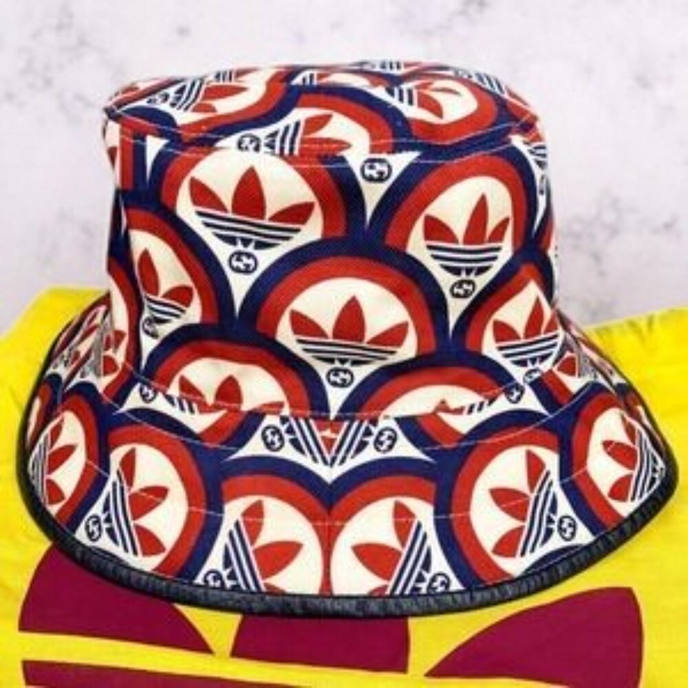 NWT Gucci x Adidas Bucket Hat Red/Blue Size M - Picture 3 of 4